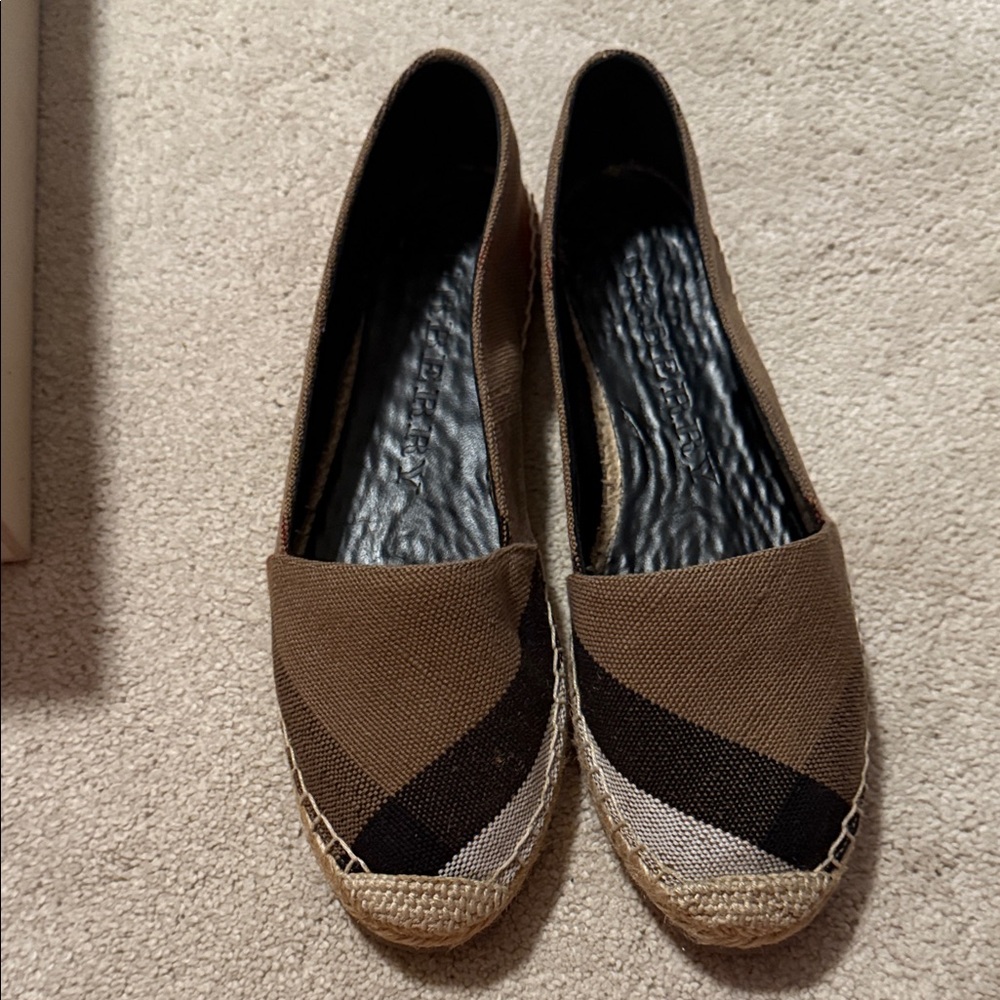 Burberry Tan and Black Espadrilles